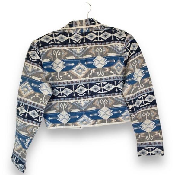 Vintage Blue and Gray Patterned Blazer - Picture 2 of 6